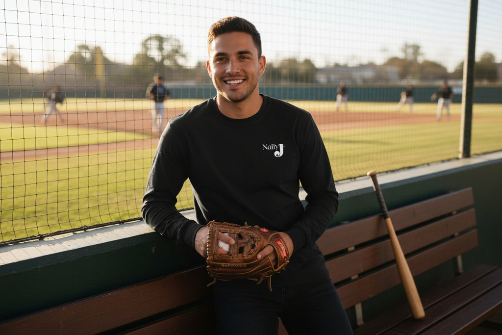 Respect the Drip Baseball Long Sleeve Shirt for Men – Patriotic Red White Blue Baseball Drip Graphic Tee | USA Sports Fan Shirt