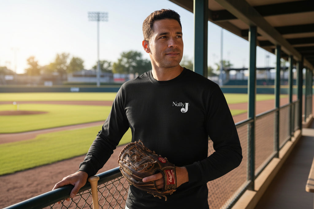 Respect the Drip Baseball Long Sleeve Shirt for Men – Patriotic Red White Blue Baseball Drip Graphic Tee | USA Sports Fan Shirt