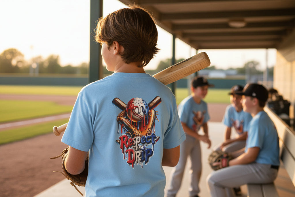 Respect the Drip Youth Baseball Shirt – Cool Drip Baseball Graphic Tee for Boys | Game Day Youth Baseball T-Shirt