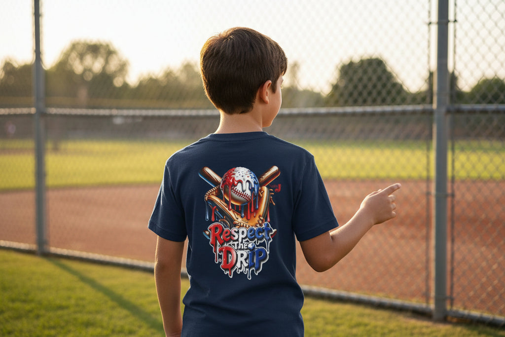 Respect the Drip Youth Baseball Shirt – Cool Drip Baseball Graphic Tee for Boys | Game Day Youth Baseball T-Shirt