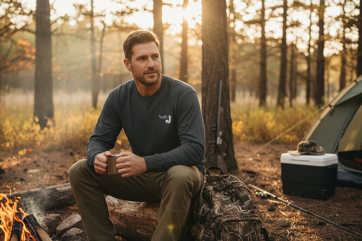 Camo Keeps Me Hidden Long Sleeve Hunting Shirt – Deer Graphic Outdoor Long Sleeve Tee | Natty J’s