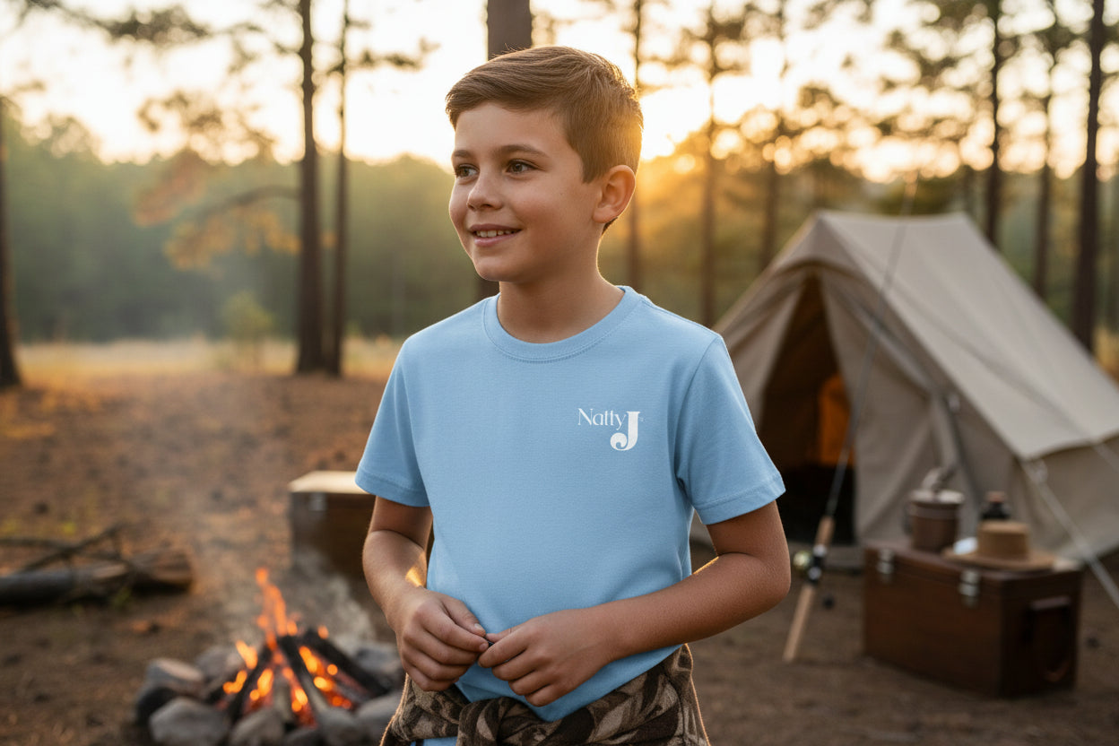 Youth Camo Keeps Me Hidden Long Sleeve Shirt – Deer Hunting Graphic Long Sleeve Tee | Natty J’s