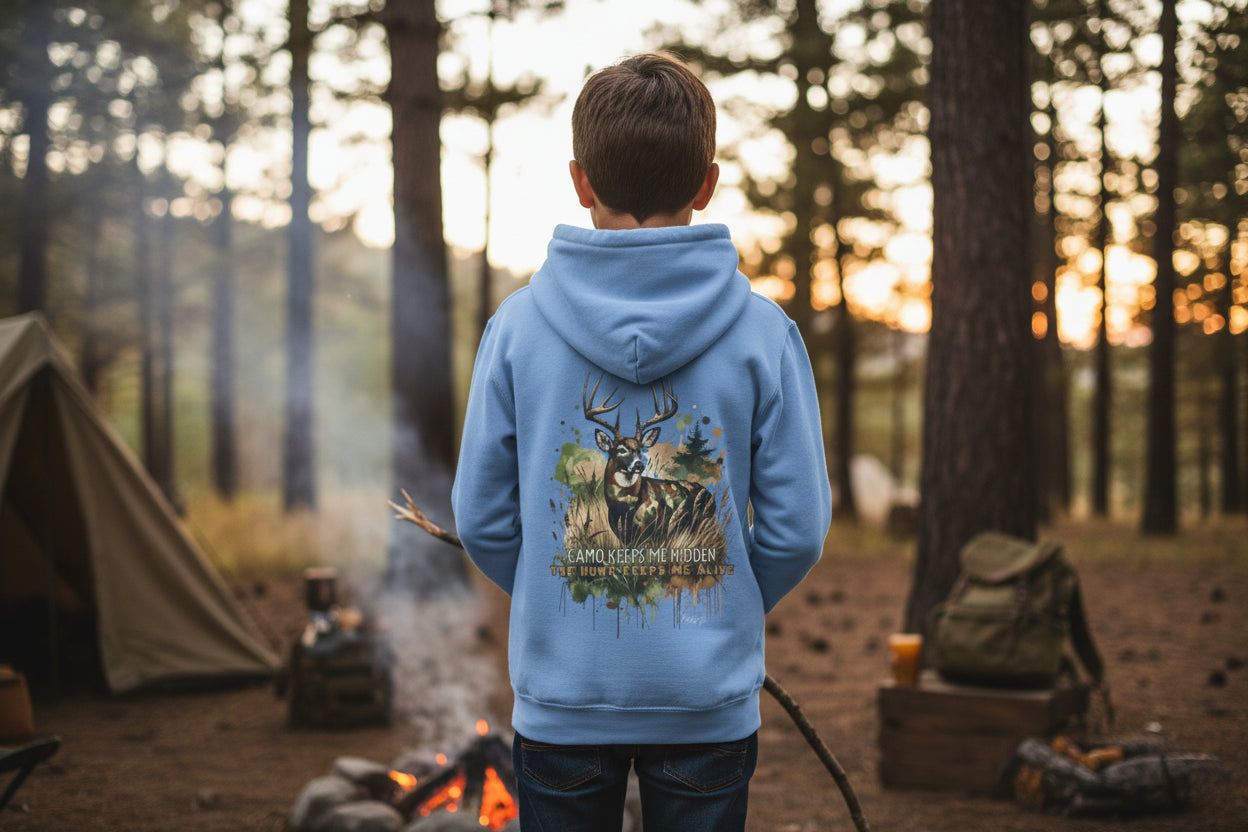 Camo Keeps Me Hidden Youth Hoodie