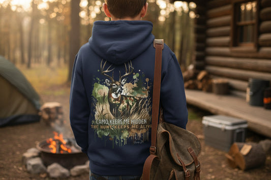 Camo Keeps Me Hidden Youth Hoodie