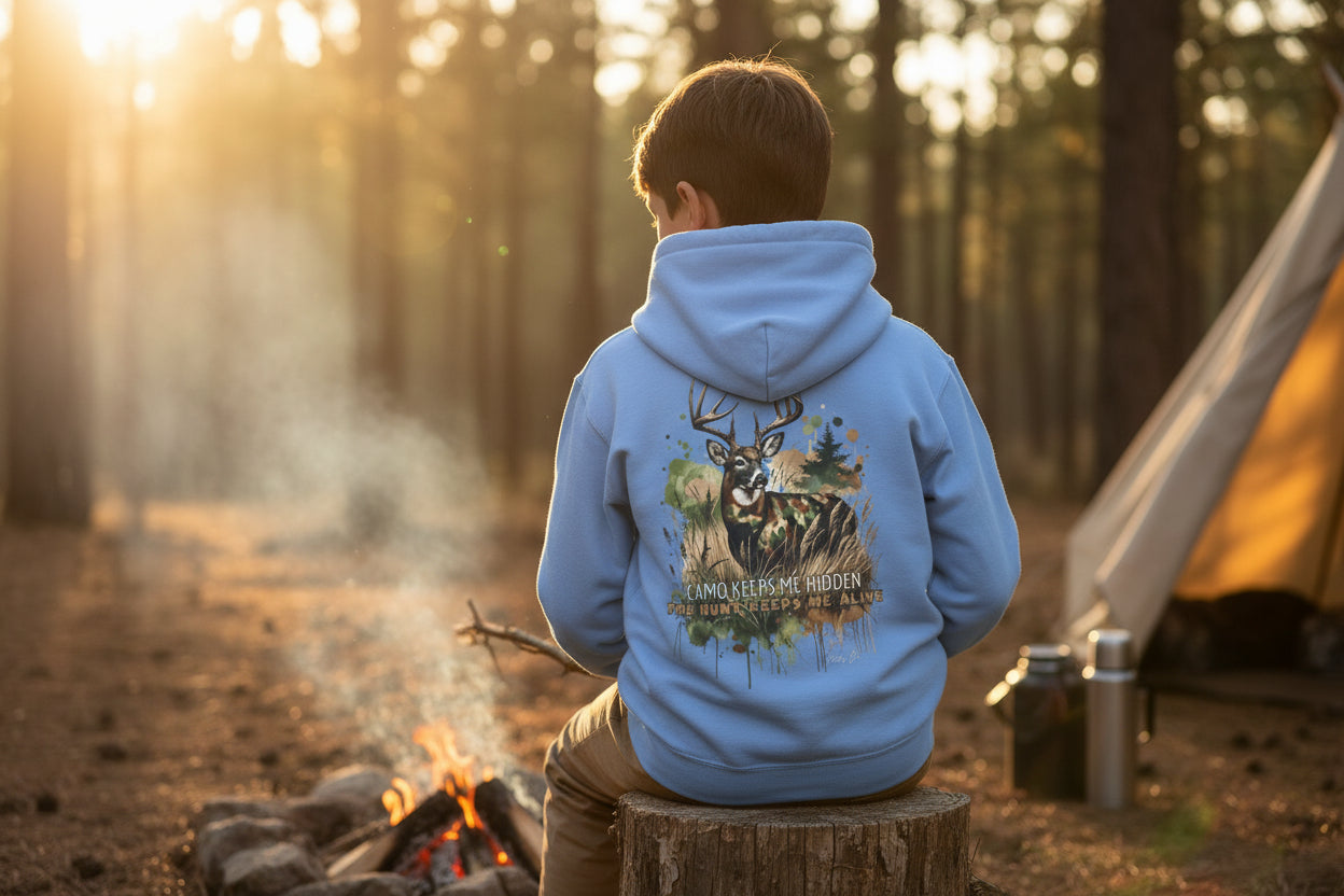 Camo Keeps Me Hidden Youth Hoodie