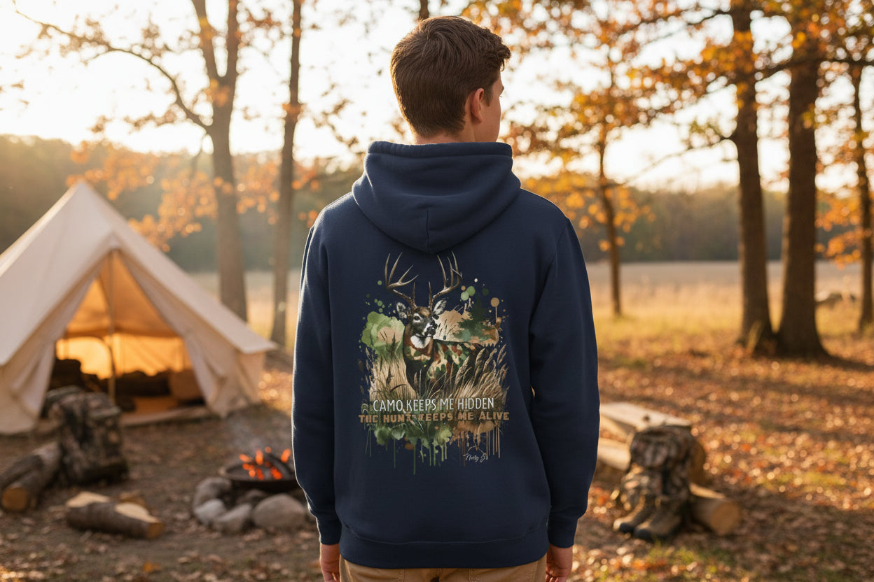 Camo Keeps Me Hidden Youth Hoodie