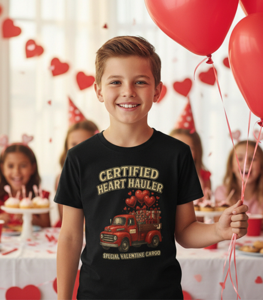 Certified Heart Hauler Youth Valentine T-Shirt – Cute Kids Valentine Graphic Tee