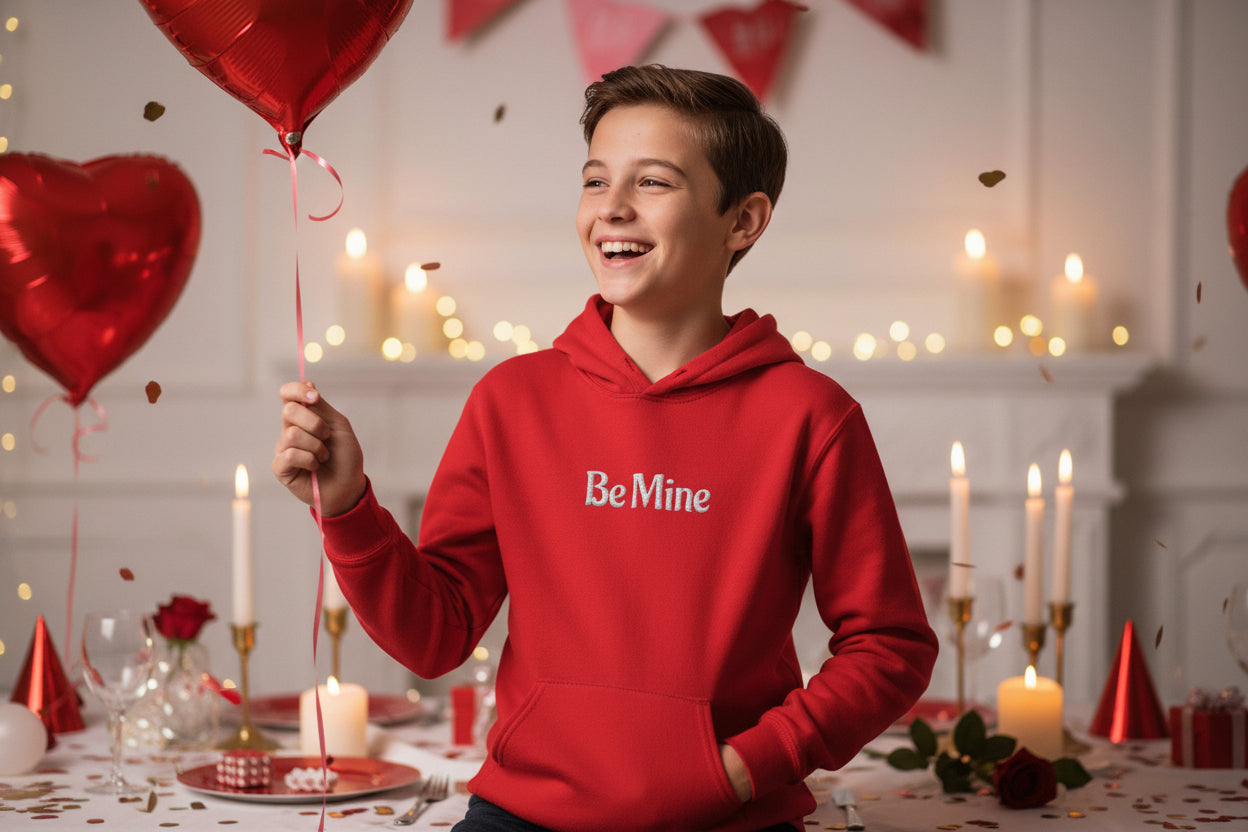 Be Mine Youth Hoodie – Valentine’s Day Hoodie for Boys & Girls, Kids Valentine Sweatshirt, Cozy Valentine Outfit for Kids