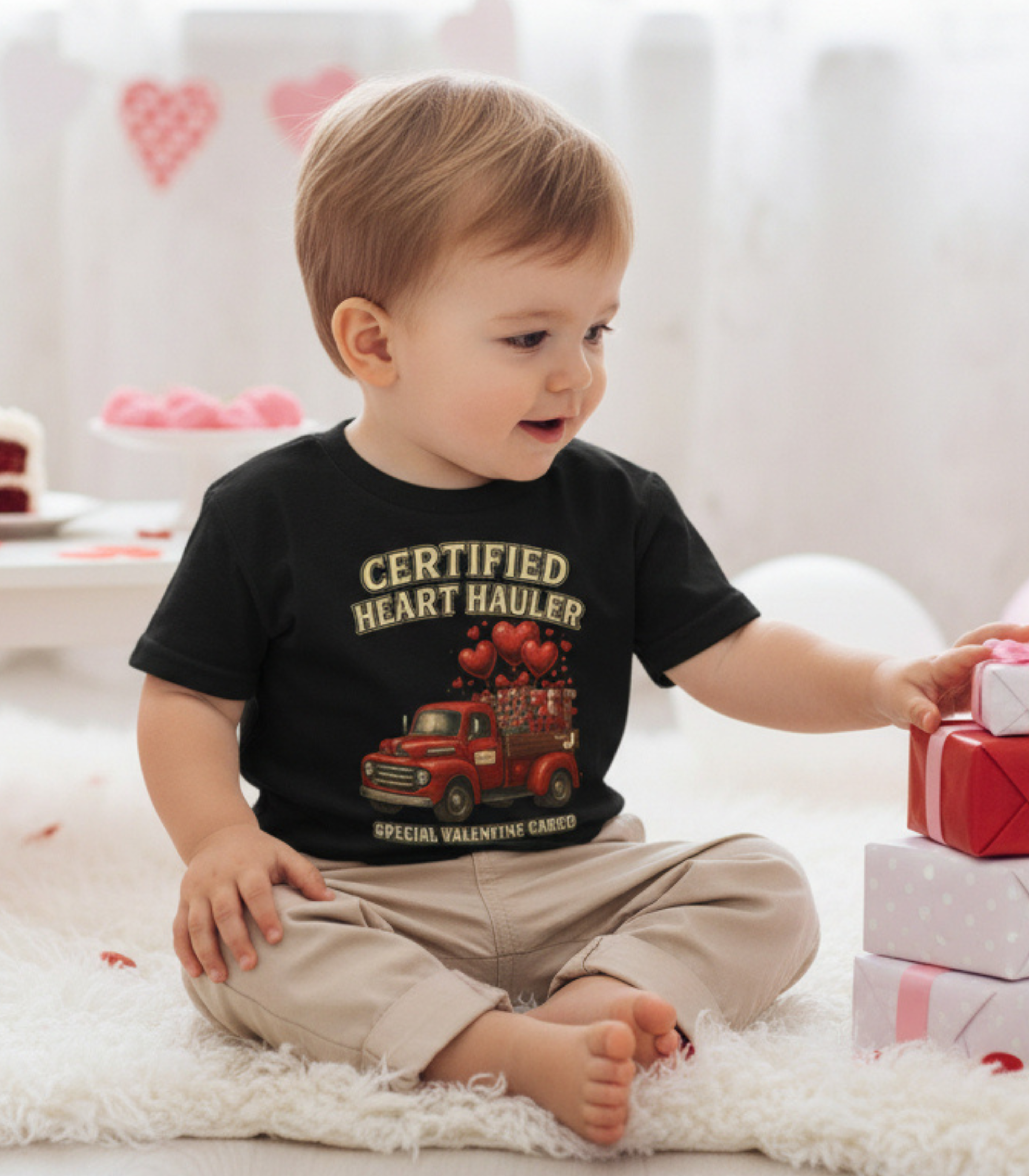 Certified Heart Hauler Toddler Shirt – Funny Valentine’s Day Toddler Tee, Cute Valentine Truck Shirt for Boys & Girls, Valentine Outfit for Toddlers
