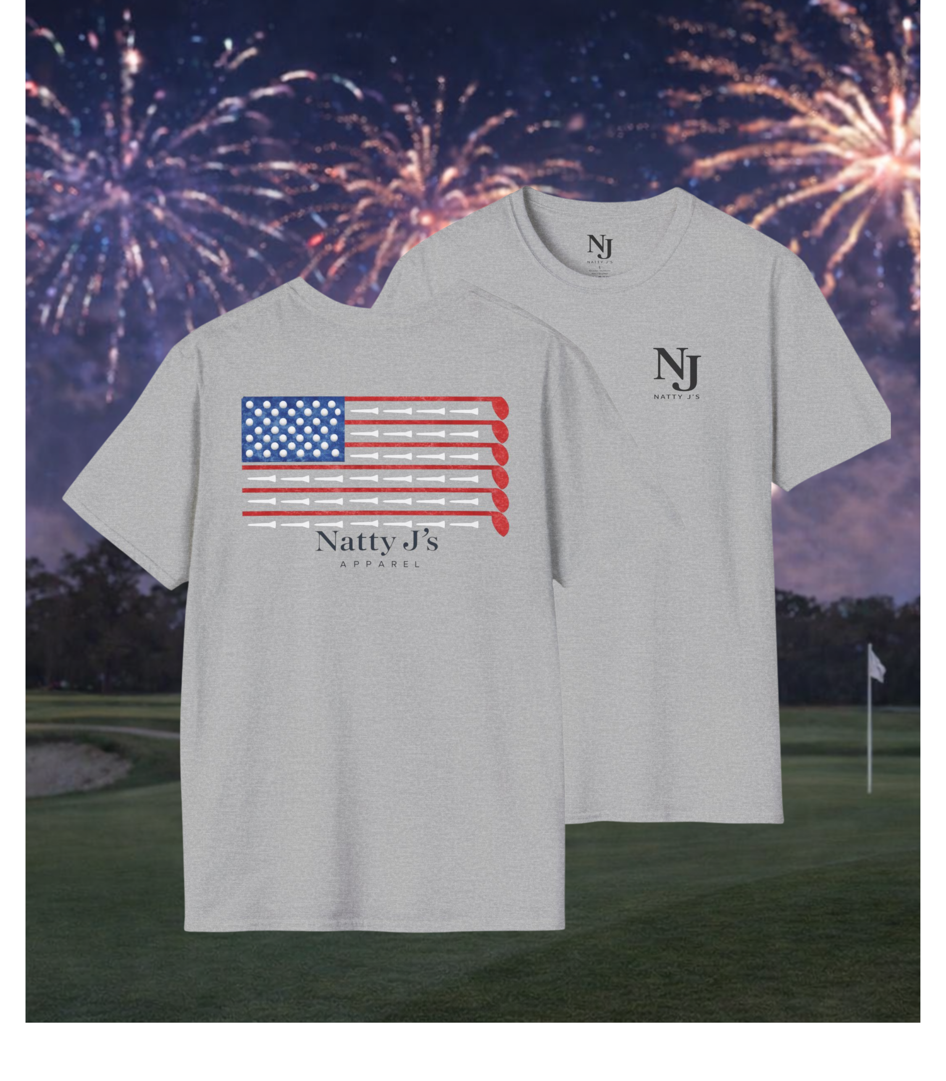 Natty J’s Apparel Patriotic Golf Flag T-Shirt