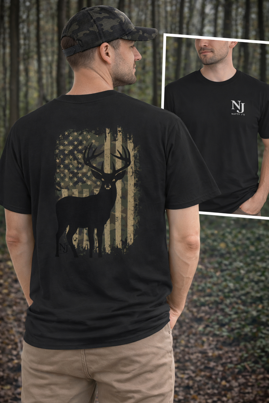 Natty J’s Apparel Men’s Camo Flag T-Shirt