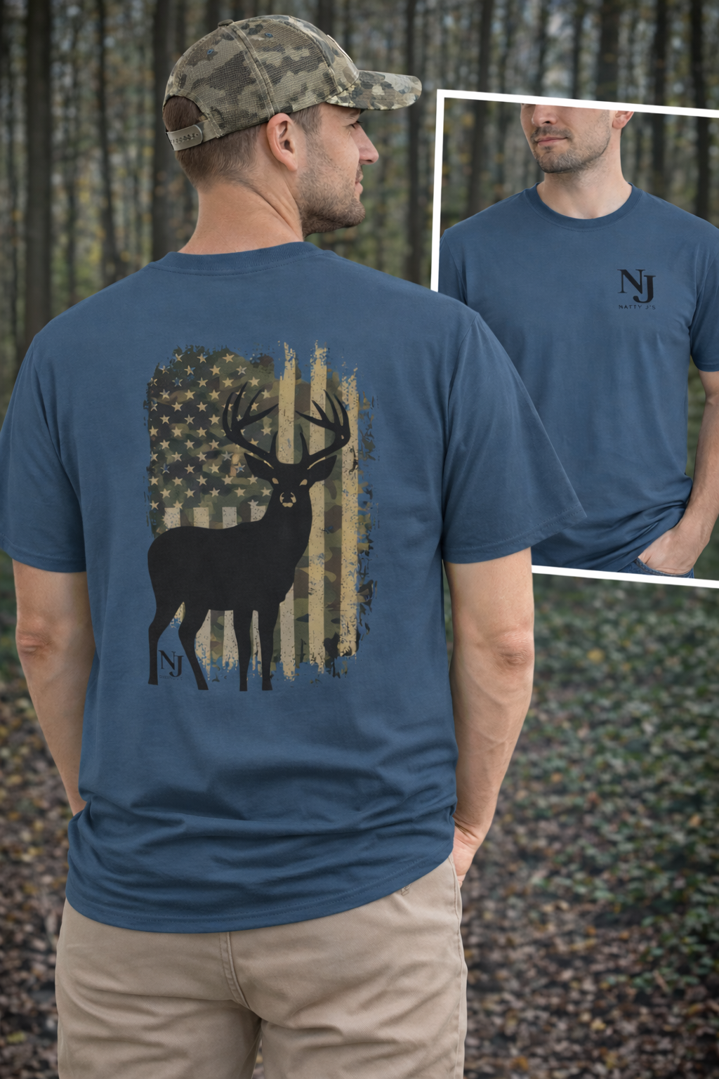 Natty J’s Apparel Men’s Camo Flag T-Shirt