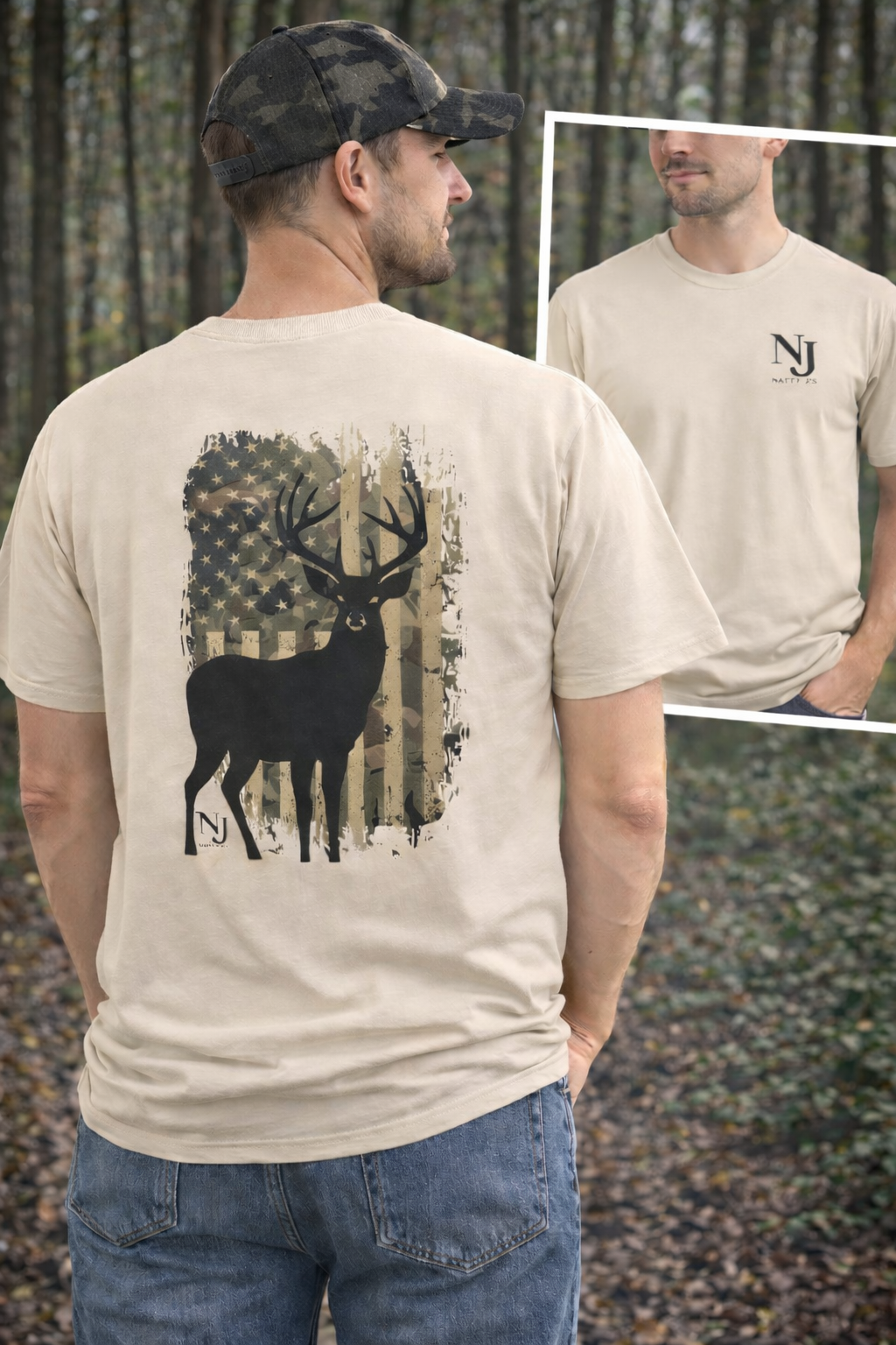 Natty J’s Apparel Men’s Camo Flag T-Shirt