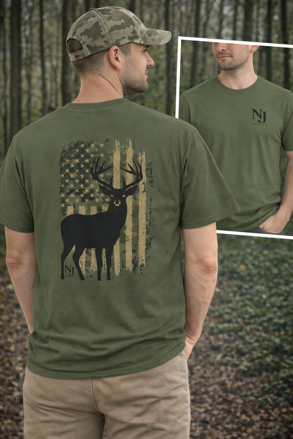 Natty J’s Apparel Men’s Camo Flag T-Shirt