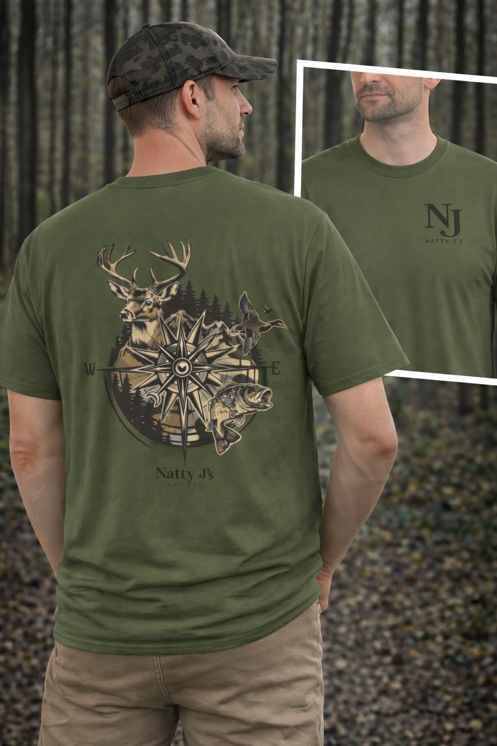 Natty J’s Apparel Men’s Compass Wildlife T-Shirt