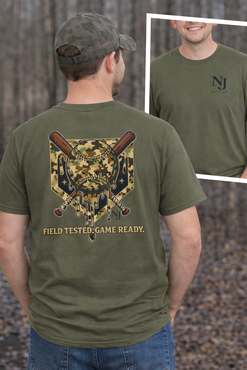 Natty J’s Apparel Youth Camo Baseball T-Shirt