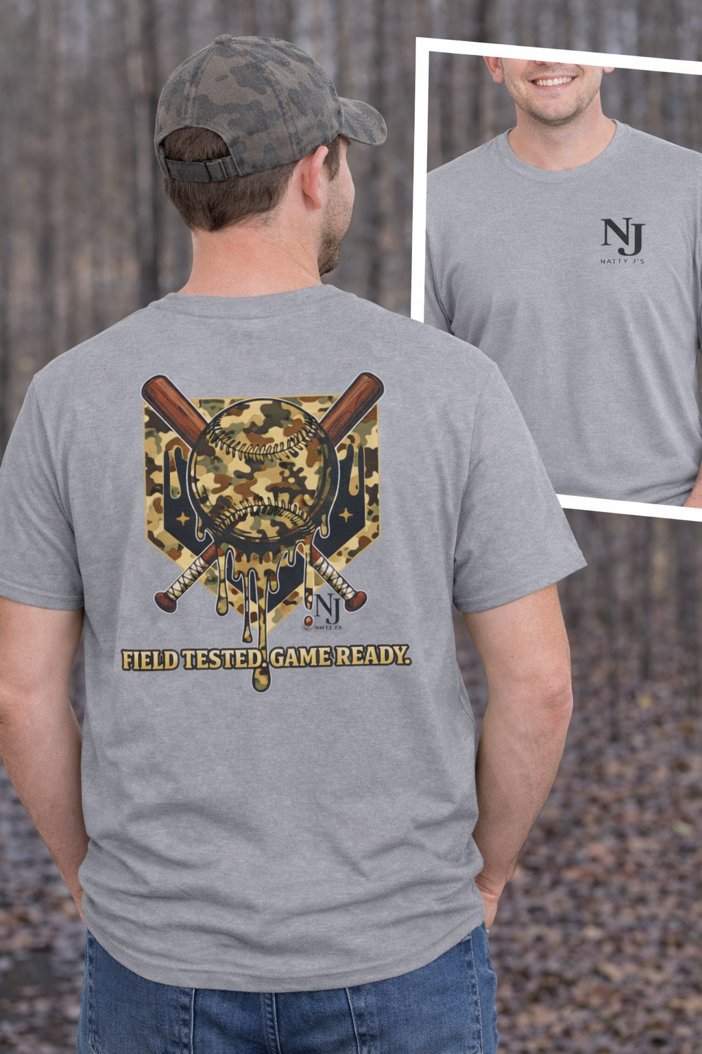 Natty J’s Apparel Youth Camo Baseball T-Shirt