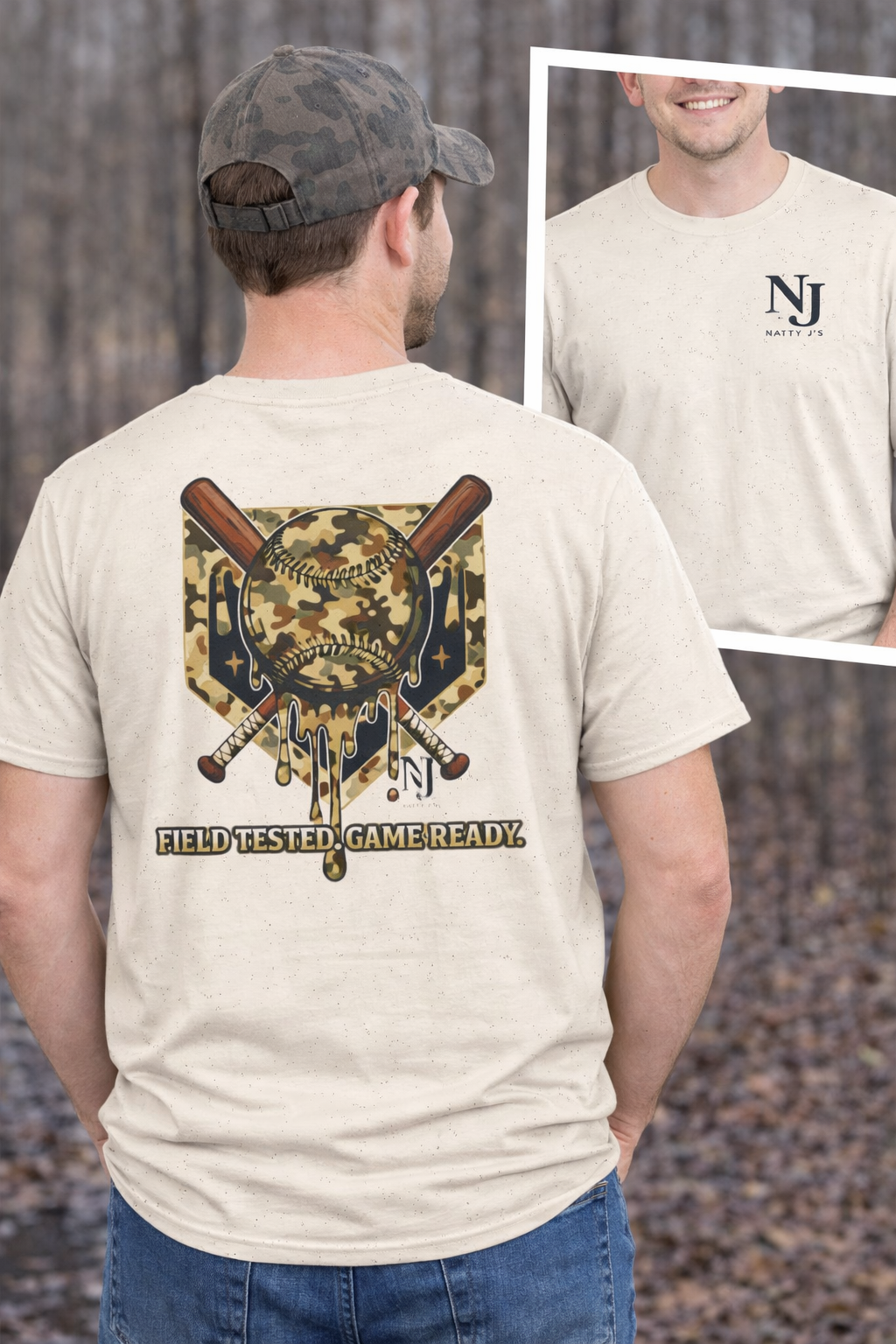Natty J’s Apparel Youth Camo Baseball T-Shirt