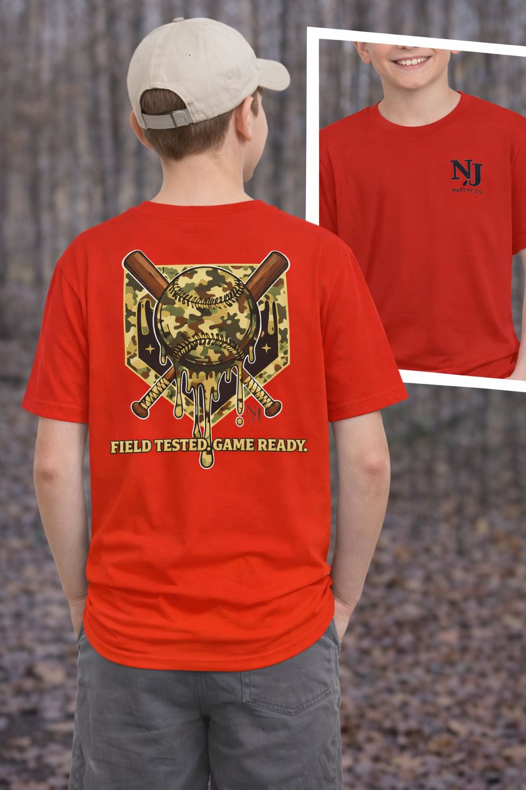 Natty J’s Apparel Youth Camo Baseball T-Shirt