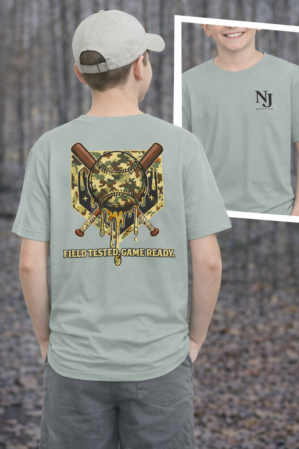 Natty J’s Apparel Youth Camo Baseball T-Shirt