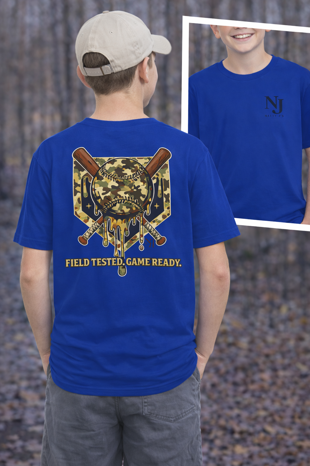 Natty J’s Apparel Youth Camo Baseball T-Shirt