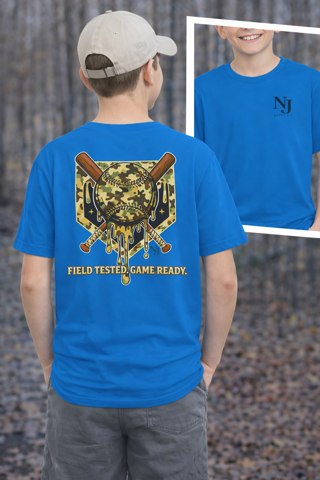 Natty J’s Apparel Youth Camo Baseball T-Shirt