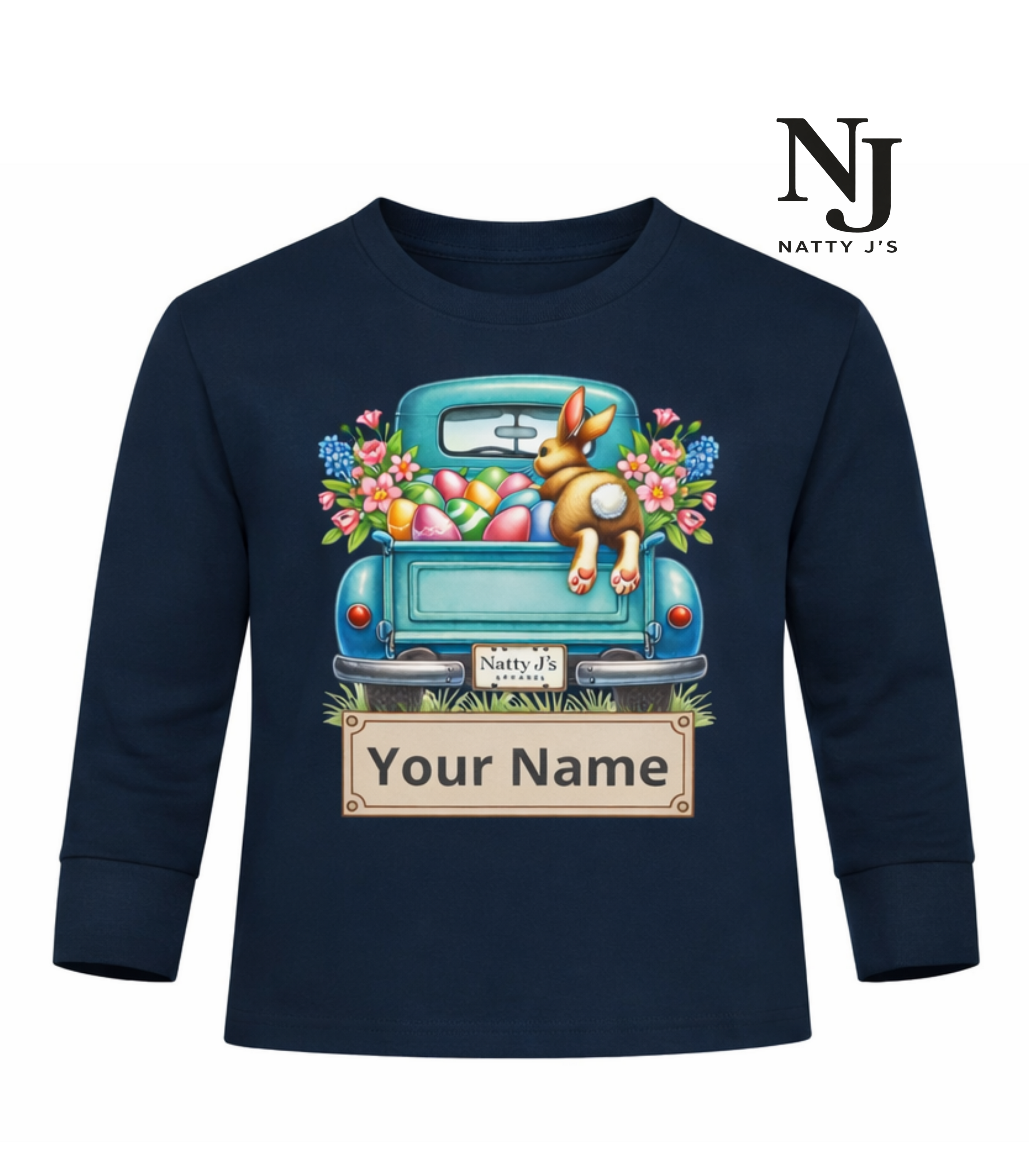 Natty J's Apparel Easter Customizable Toddler Long Sleeve Tee