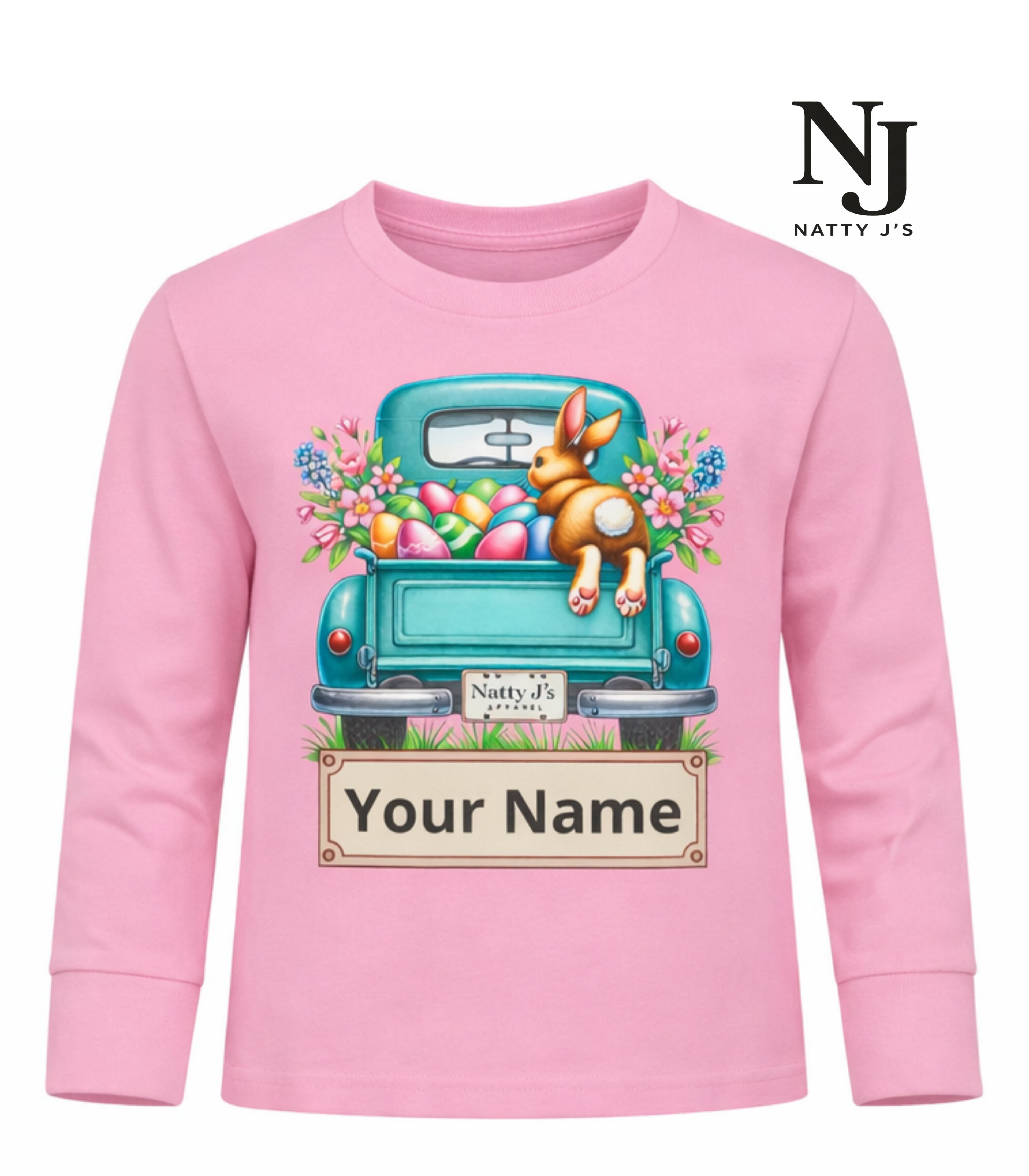 Natty J's Apparel Easter Customizable Toddler Long Sleeve Tee
