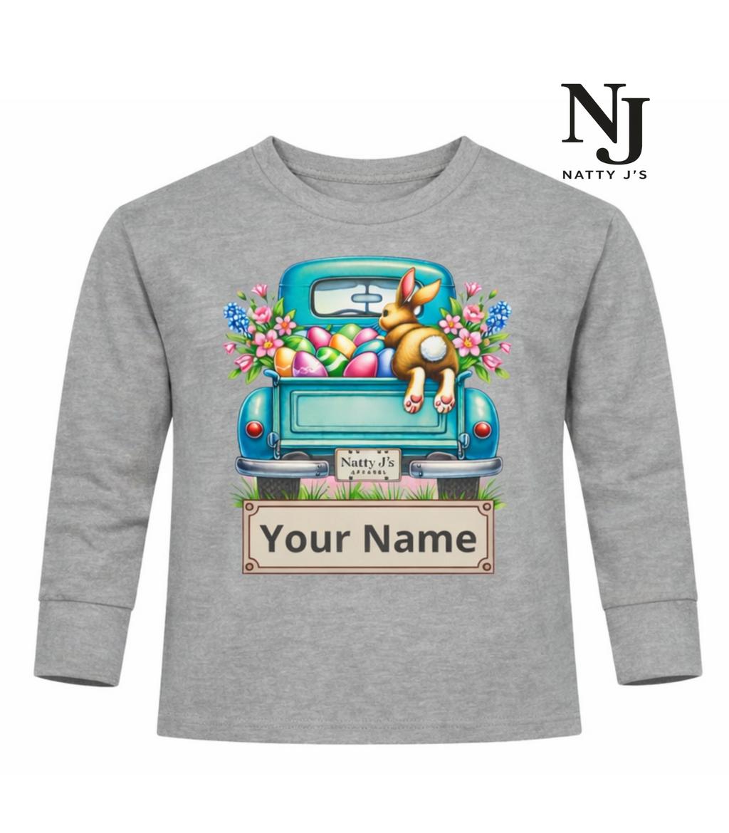Natty J's Apparel Easter Customizable Toddler Long Sleeve Tee
