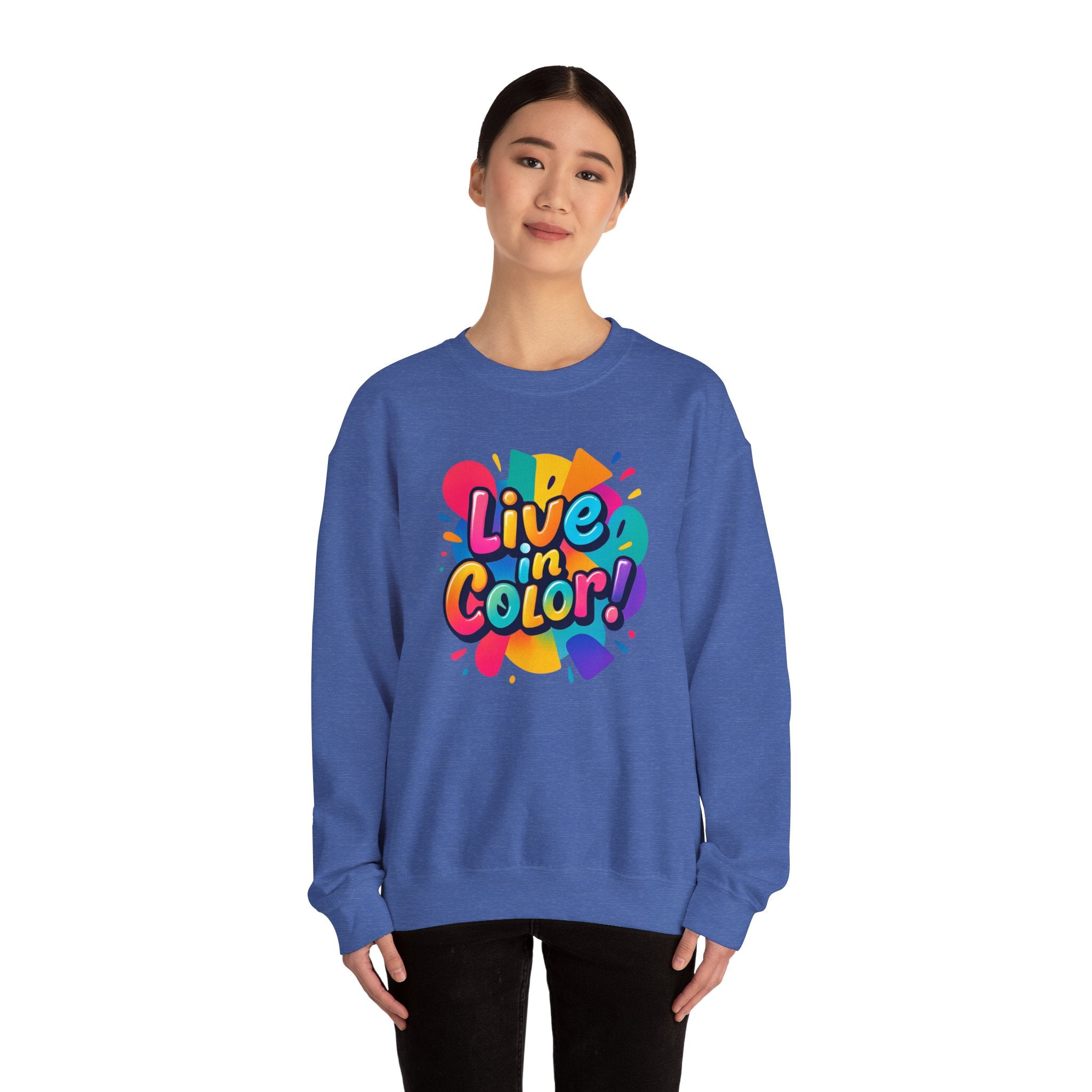 Live in Color, Vibrant, Colorful, Party, Celebration, Unisex Heavy Blend™ Crewneck Sweatshirt