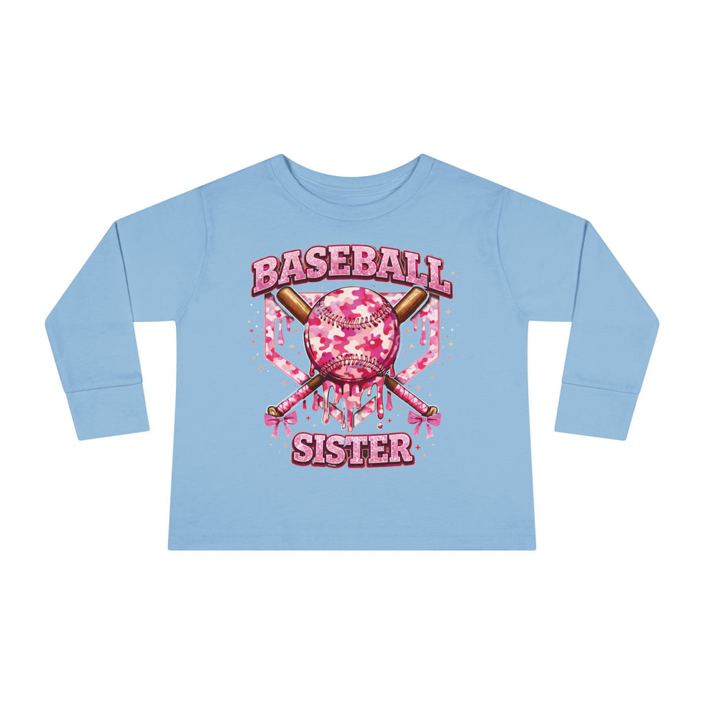 Natty J's Apparel Baseball Sister Toddler Long Sleeve Tee