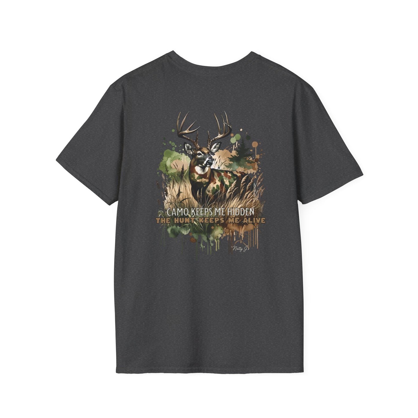 Camo Keeps Me Hidden Hunting T-Shirt – Deer Graphic Outdoor Tee | Natty J’s Men’s Apparel