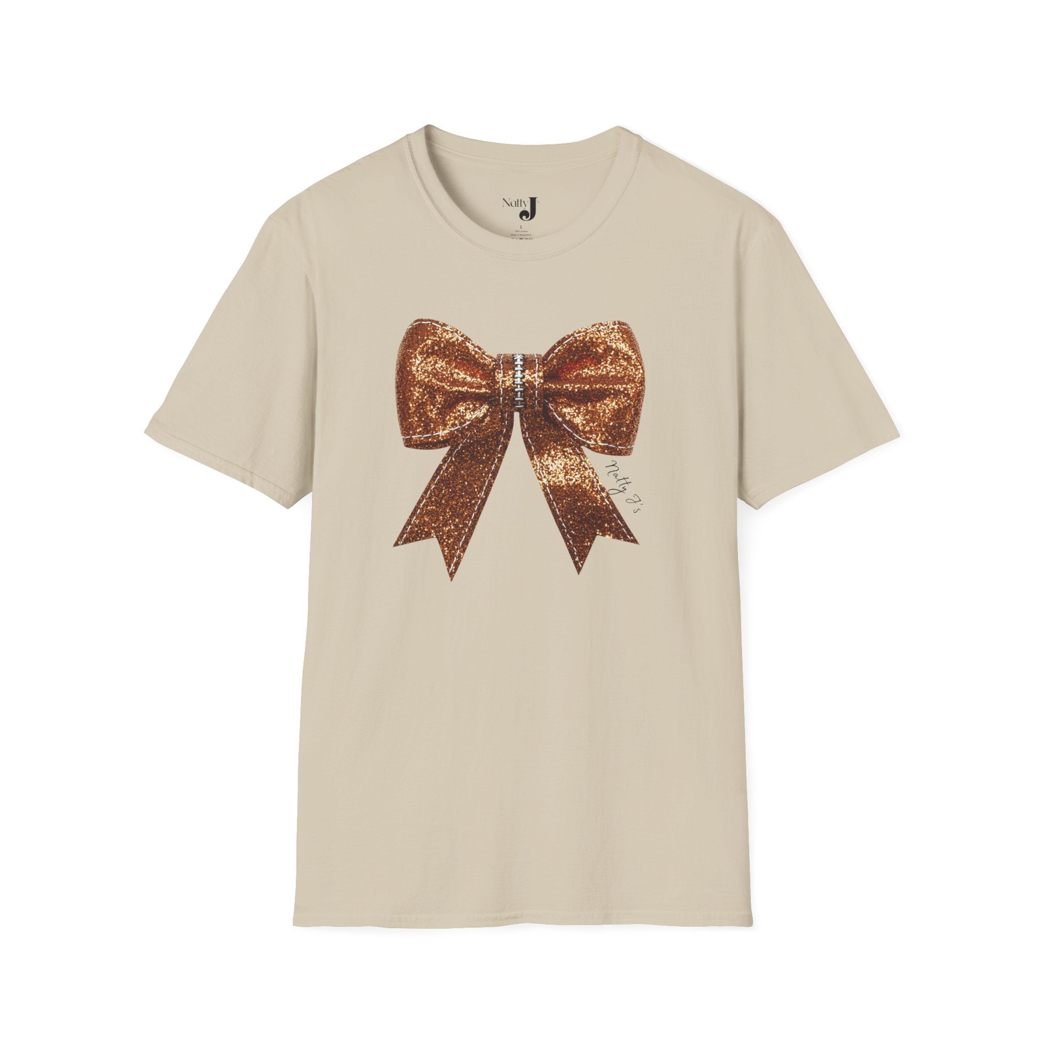 Sparkling Football Bow Womens Unisex Softstyle Cotton T-Shirt