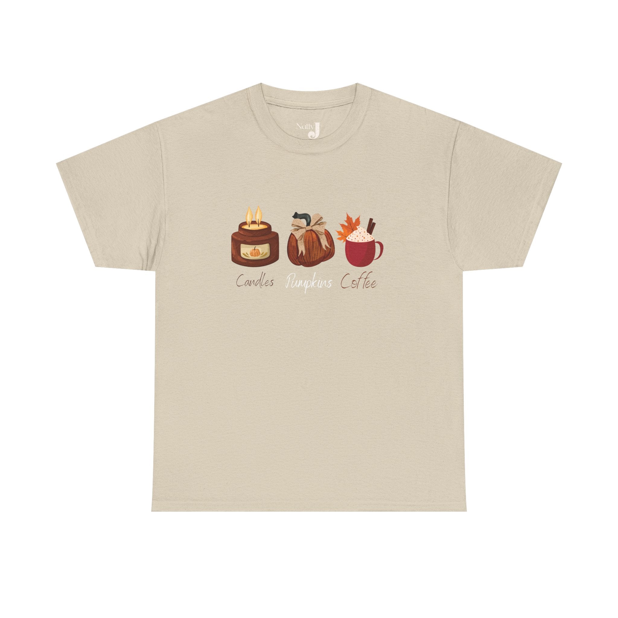 Candles Pumpkins Coffee Tee