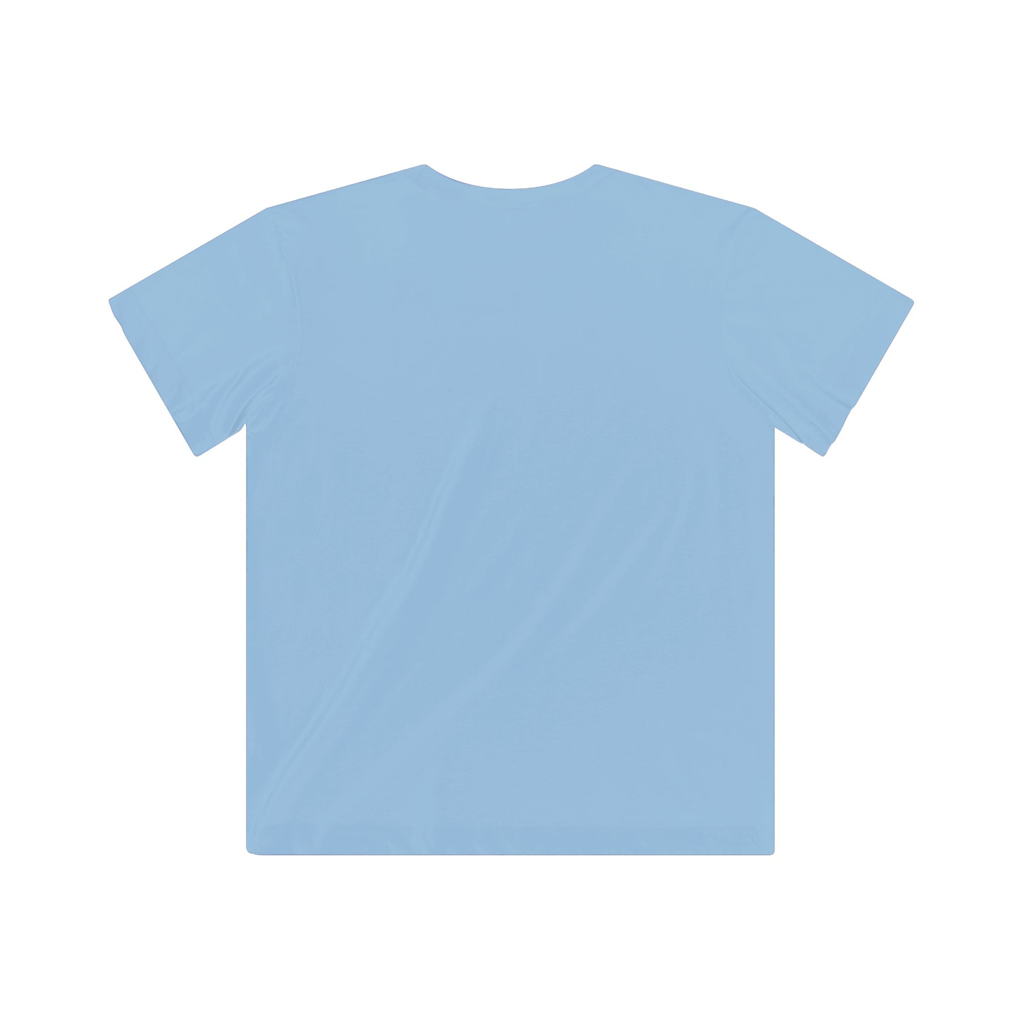 Plain light blue t-shirt on a white background