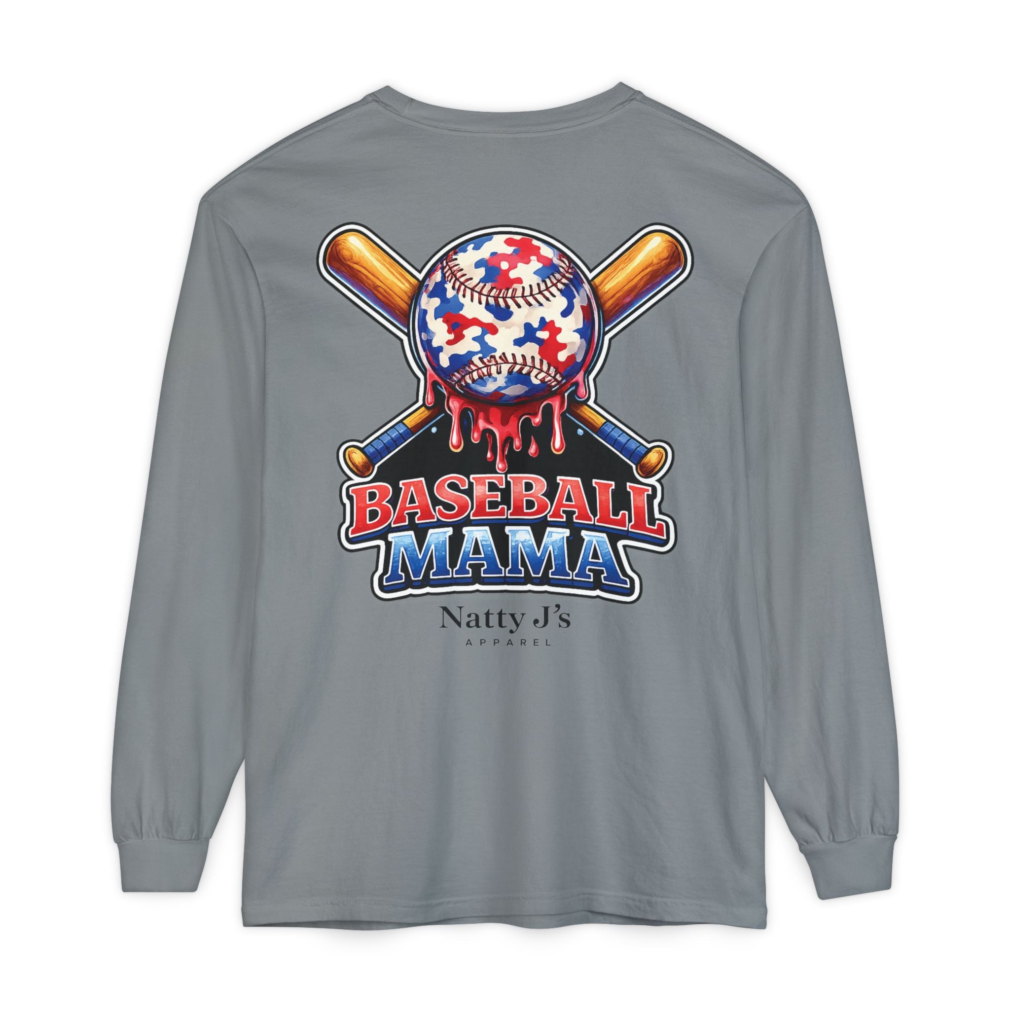 Patriotic Baseball Mama Long Sleeve T-Shirt