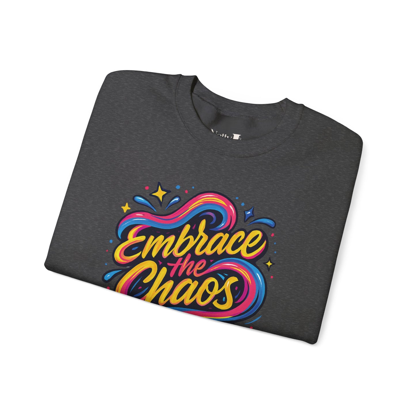 " Embrace the Chaos" Vibrant, Bright, Colorful, Soft Cotton Blend Unisex Heavy Blend™ Crewneck Sweatshirt