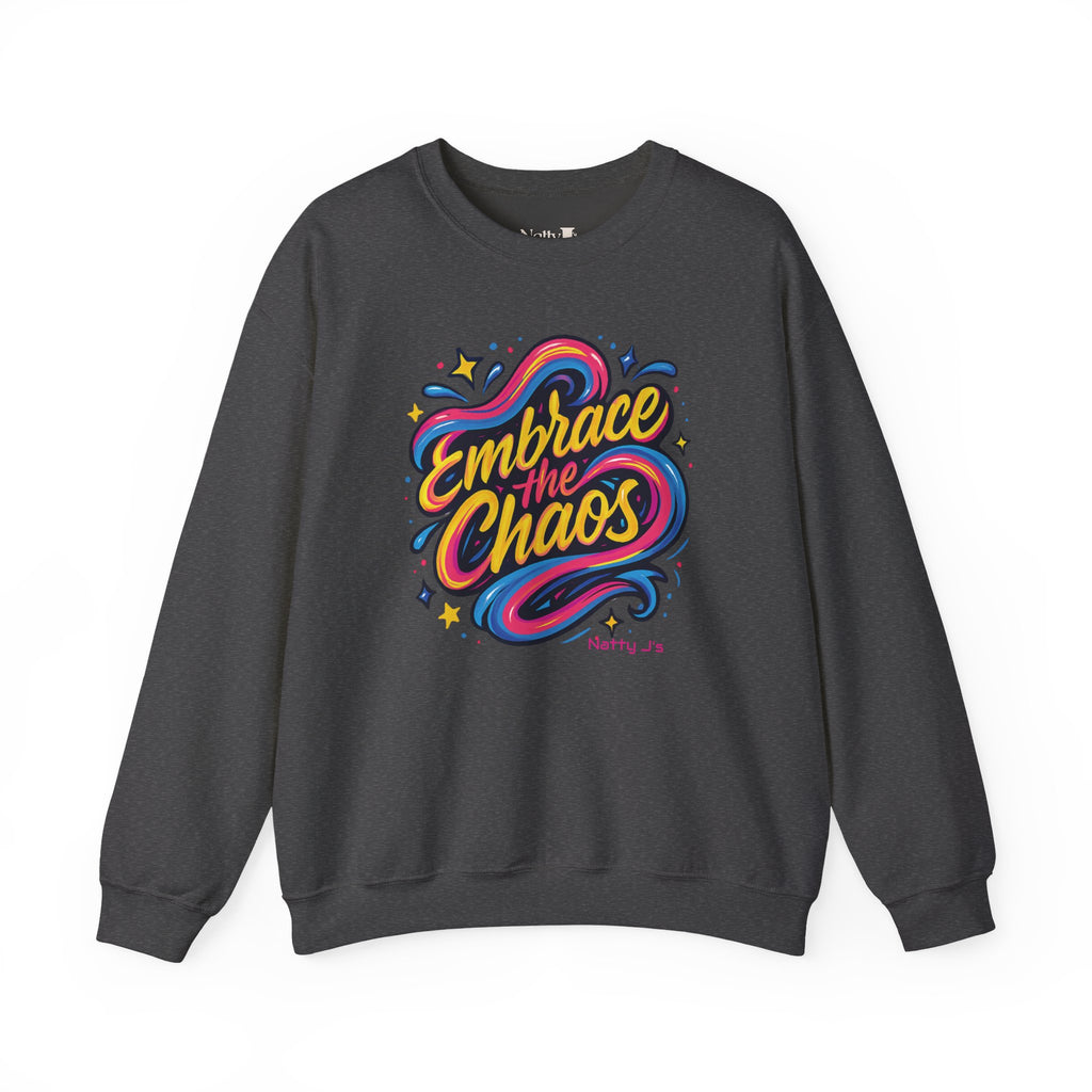 " Embrace the Chaos" Vibrant, Bright, Colorful, Soft Cotton Blend Unisex Heavy Blend™ Crewneck Sweatshirt