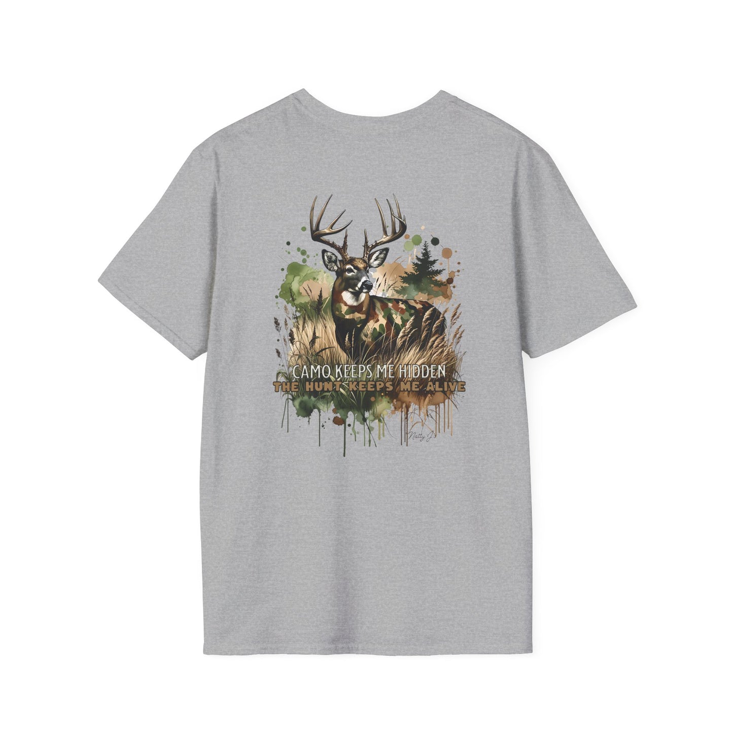 Camo Keeps Me Hidden Hunting T-Shirt – Deer Graphic Outdoor Tee | Natty J’s Men’s Apparel