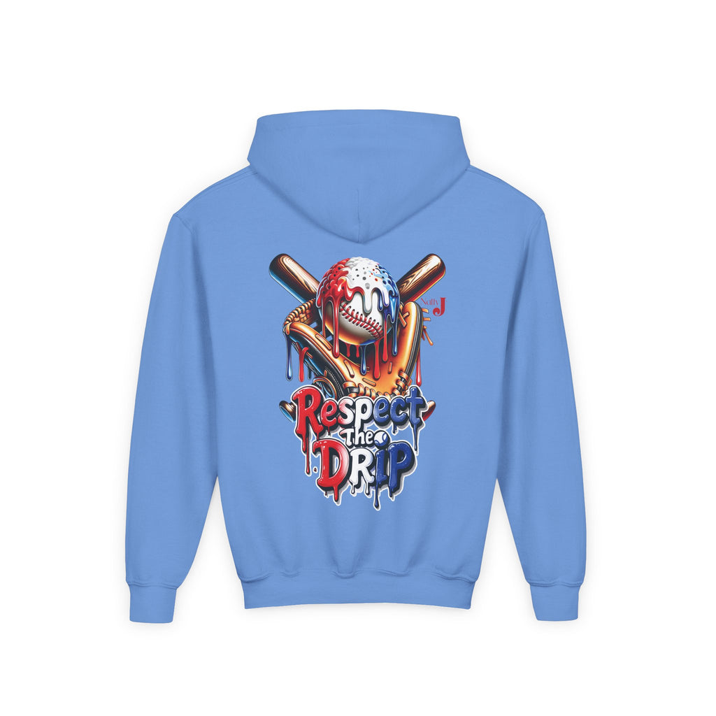Respect the Drip Youth Baseball Hoodie – Cool Drip Baseball Graphic Hoodie for Boys | Game Day Youth Baseball Sweatshirt
