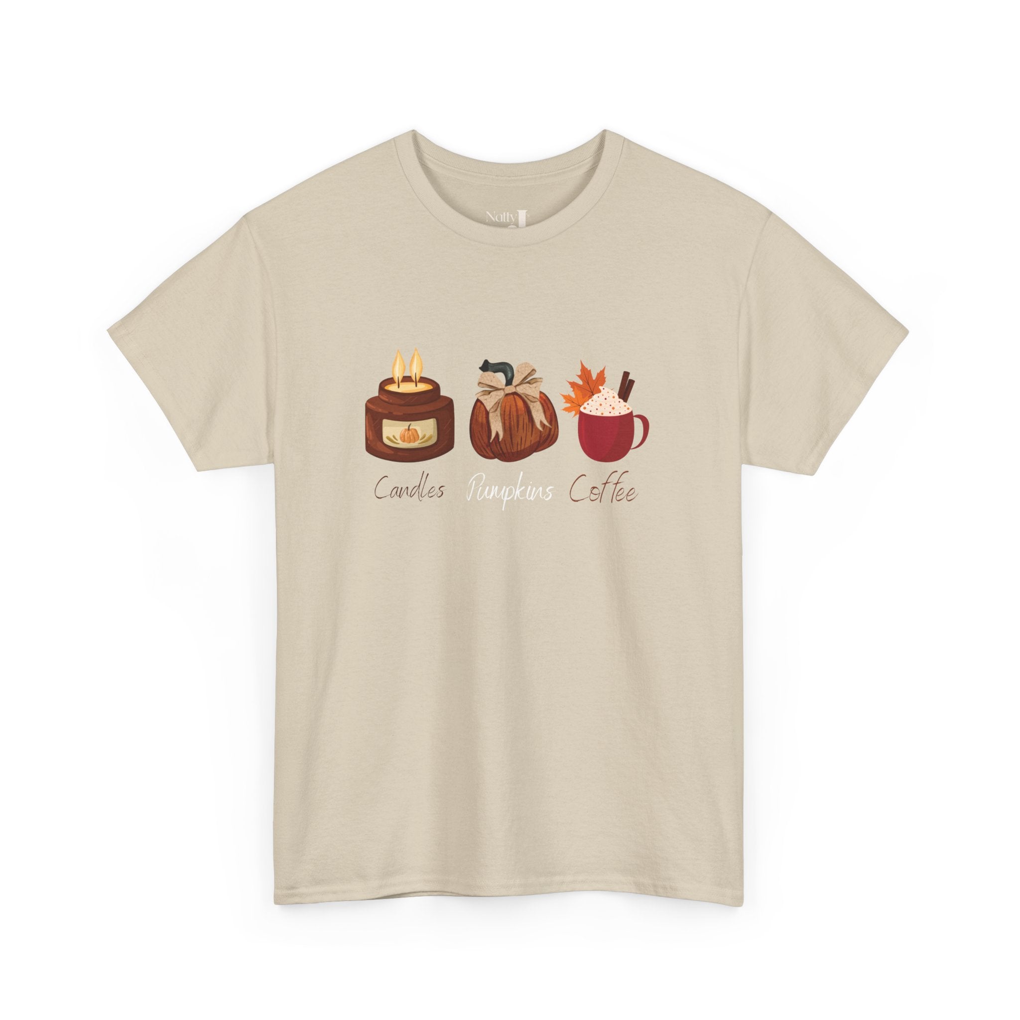 Candles Pumpkins Coffee Tee