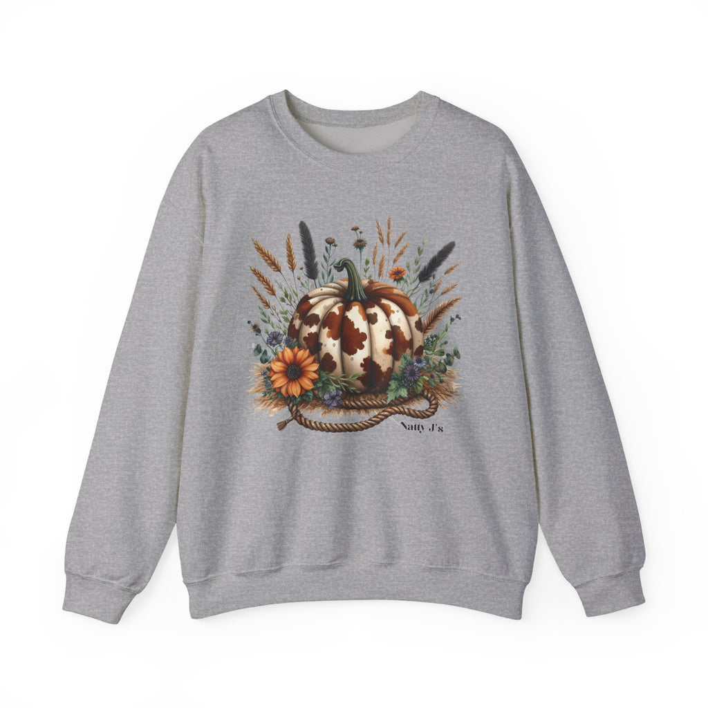 Cow Print Pumpkin Fall Floral Sweatshirt