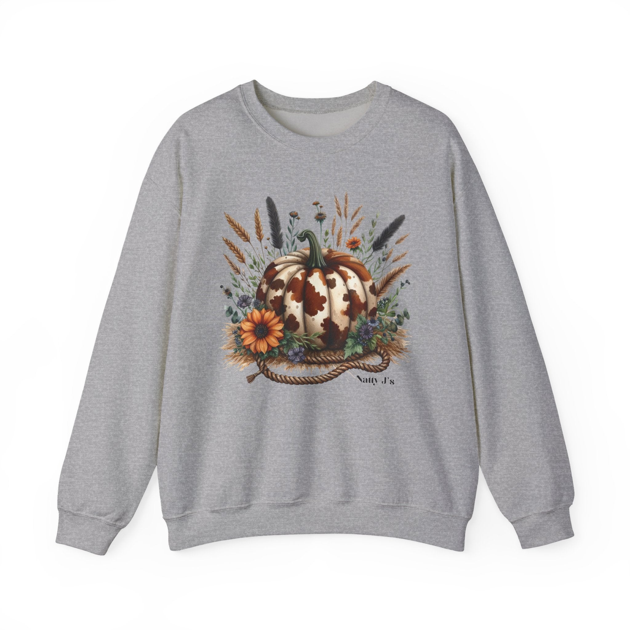 Cow Print Pumpkin Fall Floral Sweatshirt