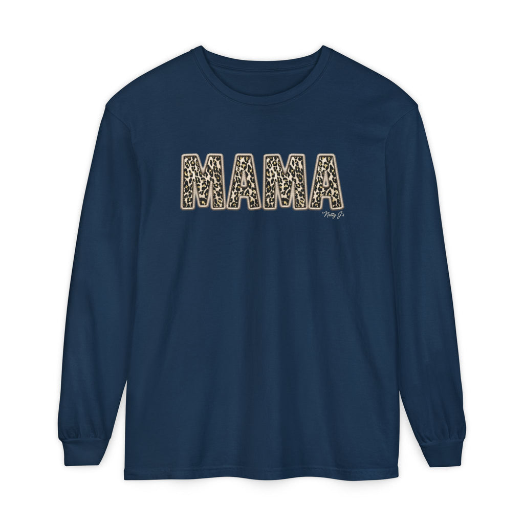 Mama Leopard Print Long Sleeve T-shirt