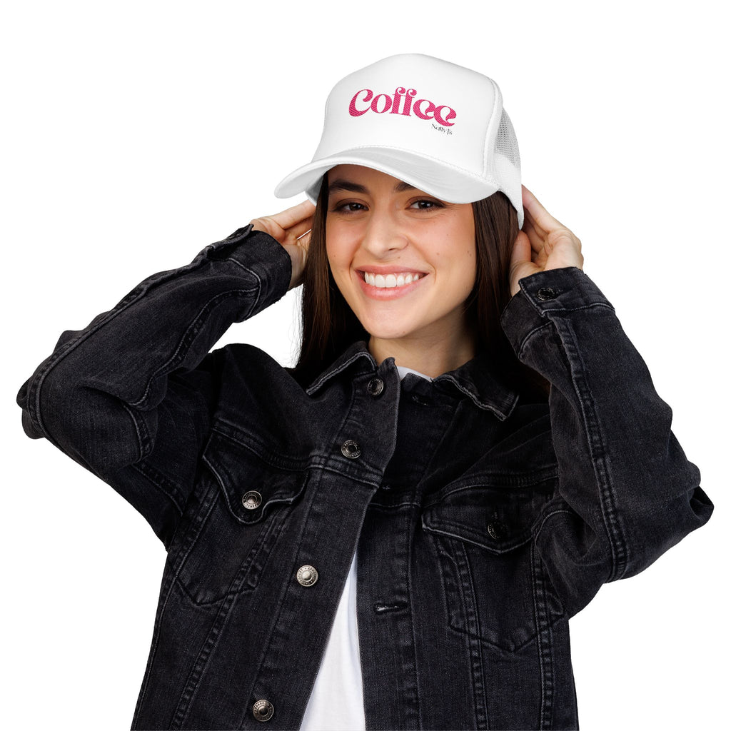 Coffee Text Embroidered Snapback Trucker Hat