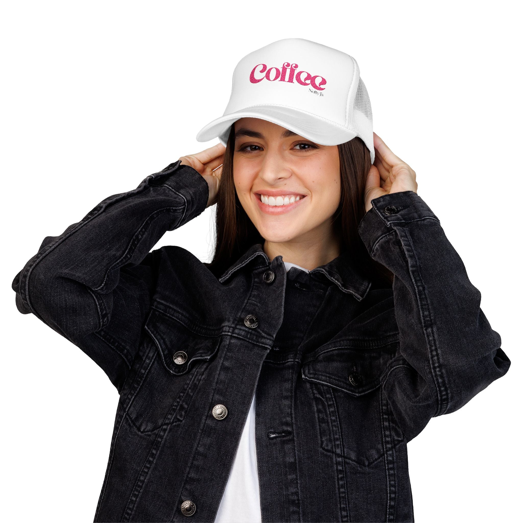 Coffee Text Embroidered Snapback Trucker Hat