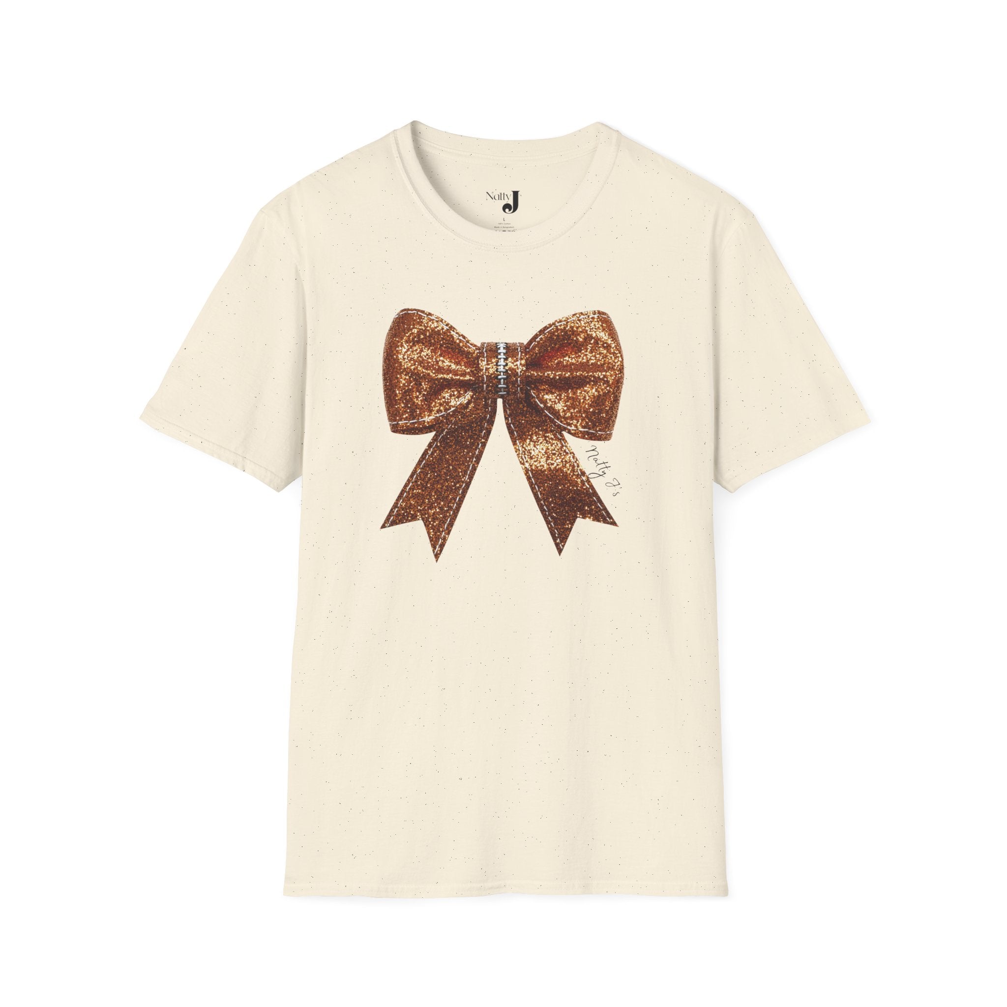Sparkling Football Bow Womens Unisex Softstyle Cotton T-Shirt