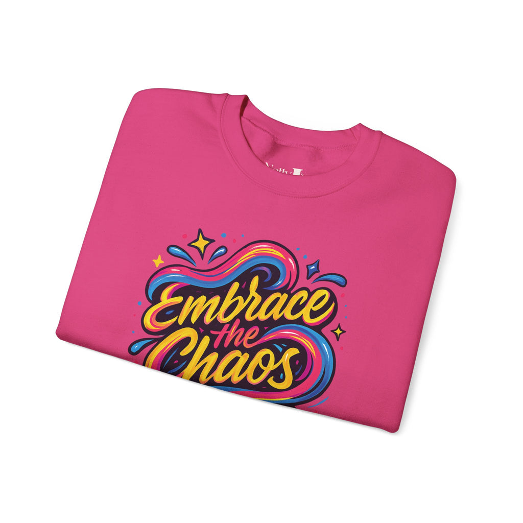 " Embrace the Chaos" Vibrant, Bright, Colorful, Soft Cotton Blend Unisex Heavy Blend™ Crewneck Sweatshirt