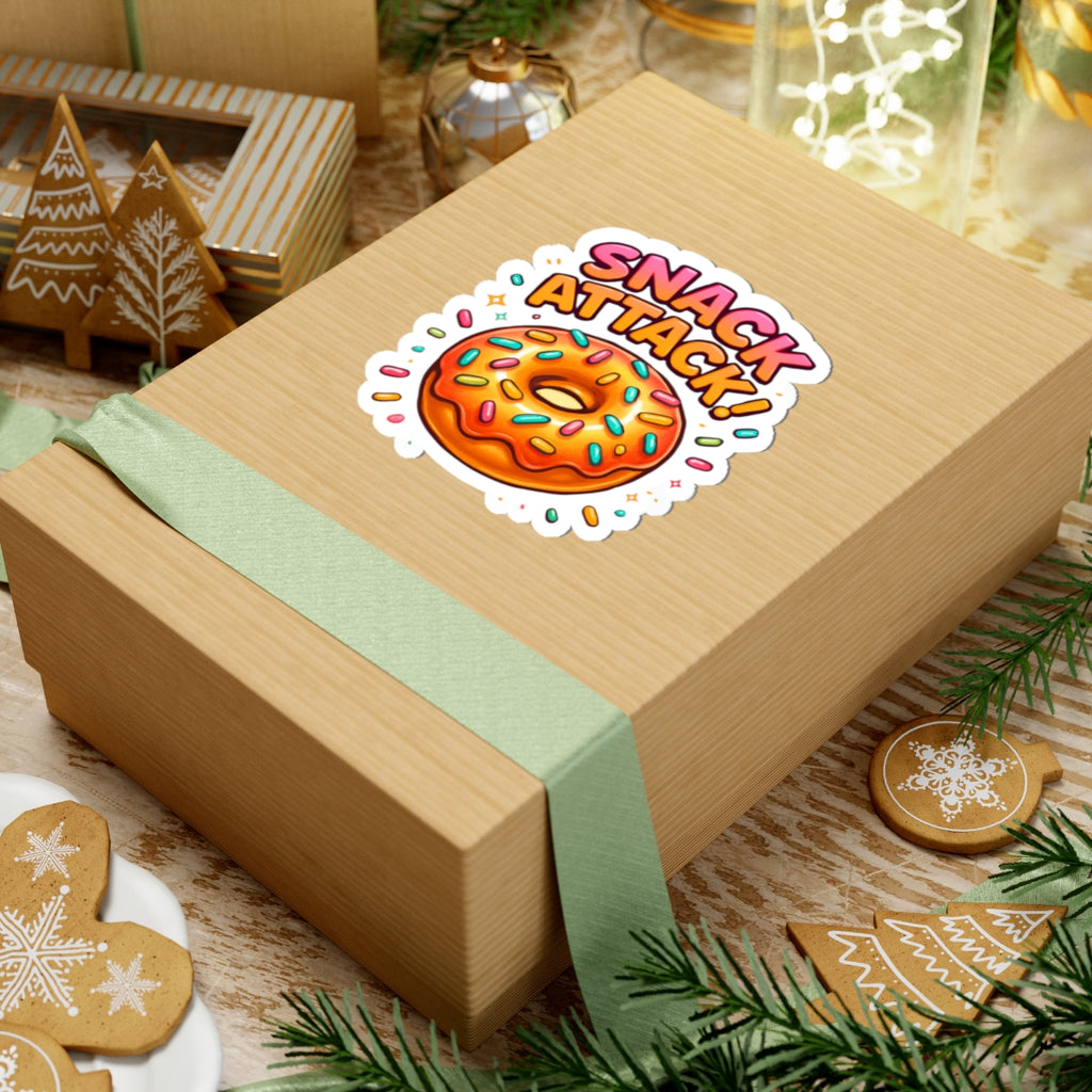 Snack Attack Donut Sticker – Cute Sprinkle Donut Vinyl Sticker | Fun Food Sticker by Natty J’s