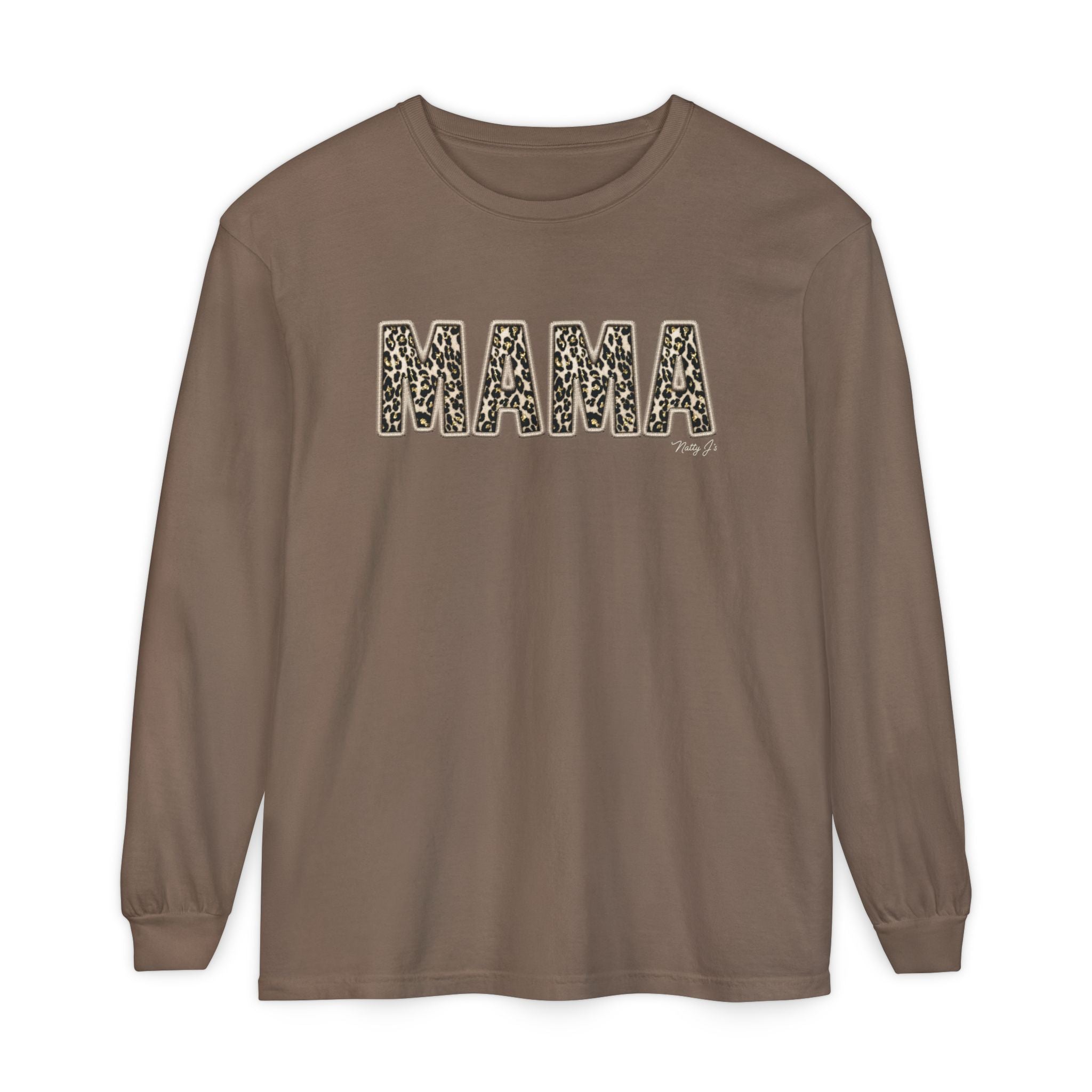 Mama Leopard Print Long Sleeve Tshirt, Trendy Mama Crewneck, Cozy Mom Pullover, Neutral Mom Aesthetic Tshirt, Boutique Women’s Apparel